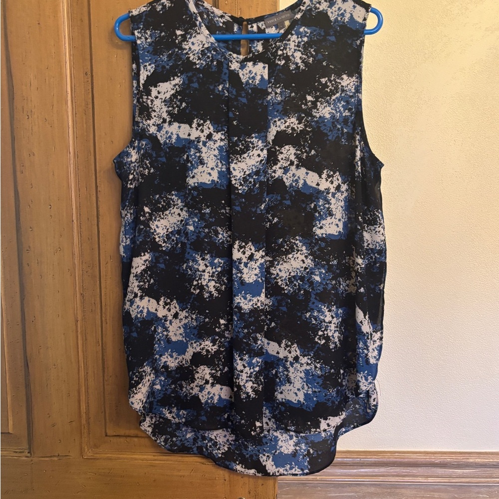 Vince Camuto Sleeveless Blue and Black Blouse